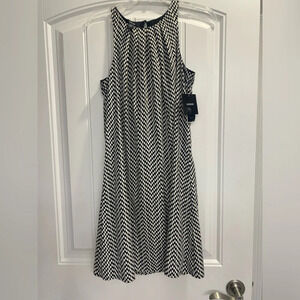 Alfani Womens Modern Nature Geometric Black White Shift Crew Dress Sleeveless 4